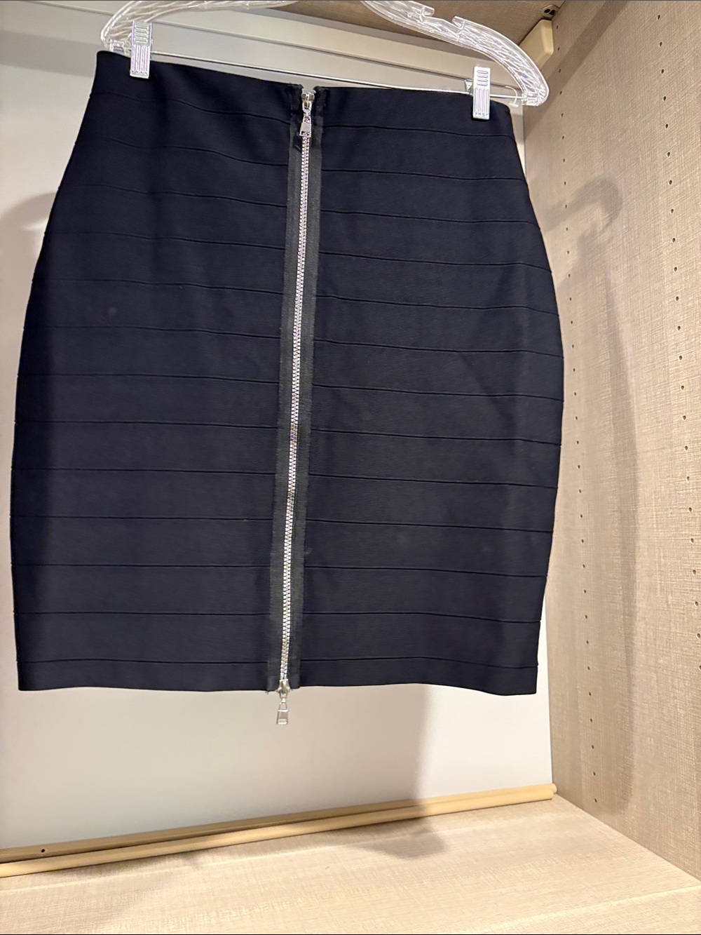 Joseph Ribkoff Black Pencil Skirt with Silver Front Zip